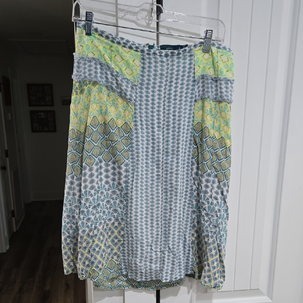 Prana Skirt in Blue and Yellow Patterns